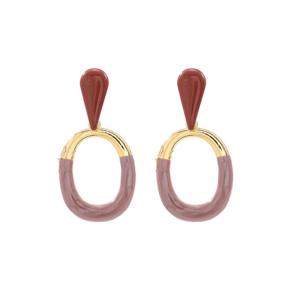 Женские бохо ретро цветные полые овальные металлические серьги