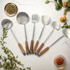 Stainless Steel Spatula & Slotted Spoon Set with Polished Finish and Rosewood Handle