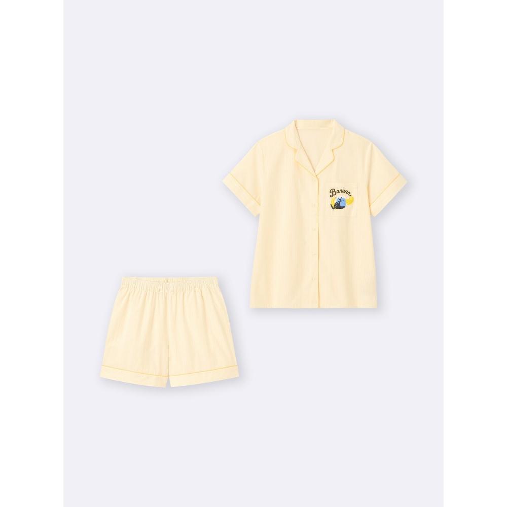 GU by Uniqlo Хлопковая пижама Короткий рукав Шорты Кукла Сын Сон