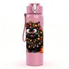 1PC Festive Gift Box Black Cat Cartoon Print 750ml Color Plastic Sports Water Bottle Leakproof Flip Straw Lid Suitable for Sports Office Home Use