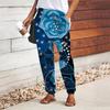 Women Flower Printing Pants Lace Up Elastic Waist Loose Trousers Casual Long Pants Trousers with Pockets