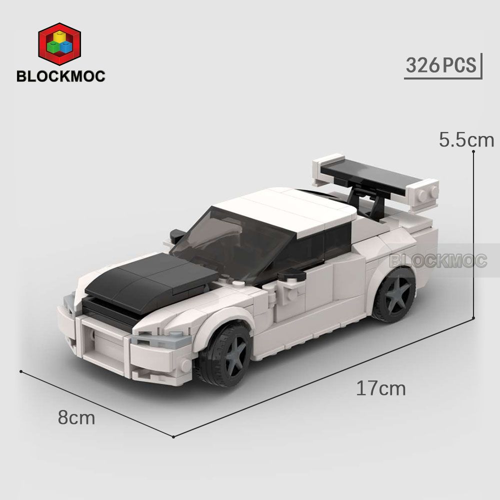MOC Блоки JDM Быстрый и Яростный Skylinec Gtr R34 S14 350Z R32 GT-R 240z Initial D Гоночный Спортивный Автомобиль Speed Racer Блоки Игрушки Мальчики