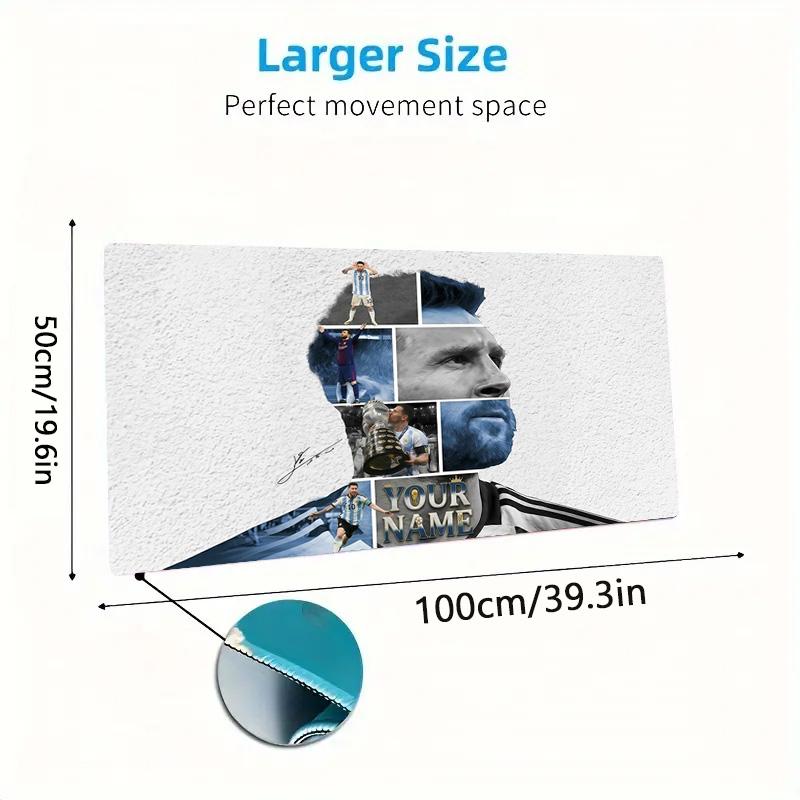 Messi Custom Name Large Size Mouse Pad Large Gaming Table Cushion Nonslip Laptop Tablet Big Mousepad Xxl Mat Mini Pc Playmat With Lock Edge Custom Nam