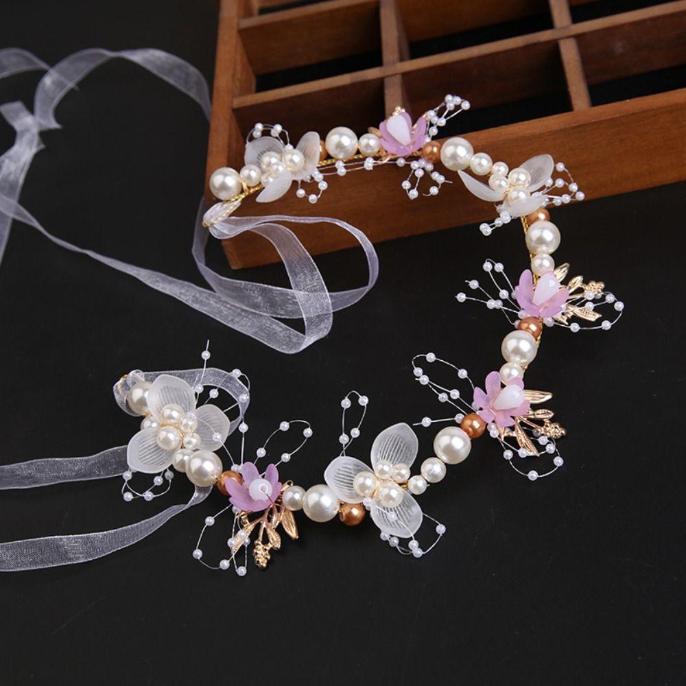 Ribbon Bride Hair Jewelry Hair Ornaments Wedding Headwear Flower Hair Hoop Bridal Headwear