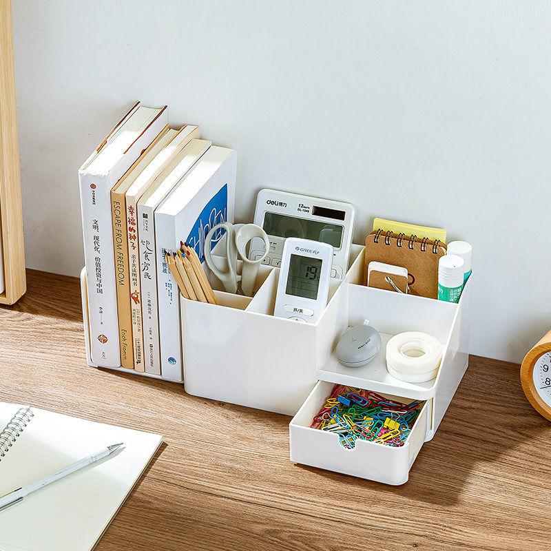 Настольный держатель для ручек большой емкости с ящиком и книжной полкой. Ящик для хранения карандашей Настольный органайзер Школьные канцелярские принадлежности
