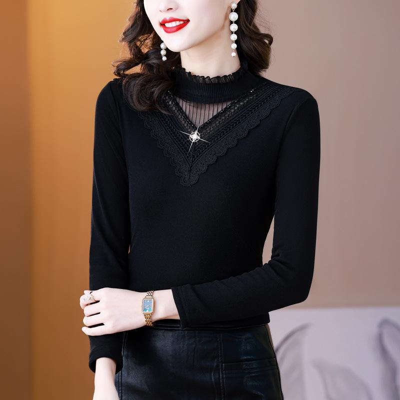 Футболка с полуводолазкой для женщин, новая зимняя плюшевая утолщенная верхняя часть, модный пуловер, футболка с длинными рукавами