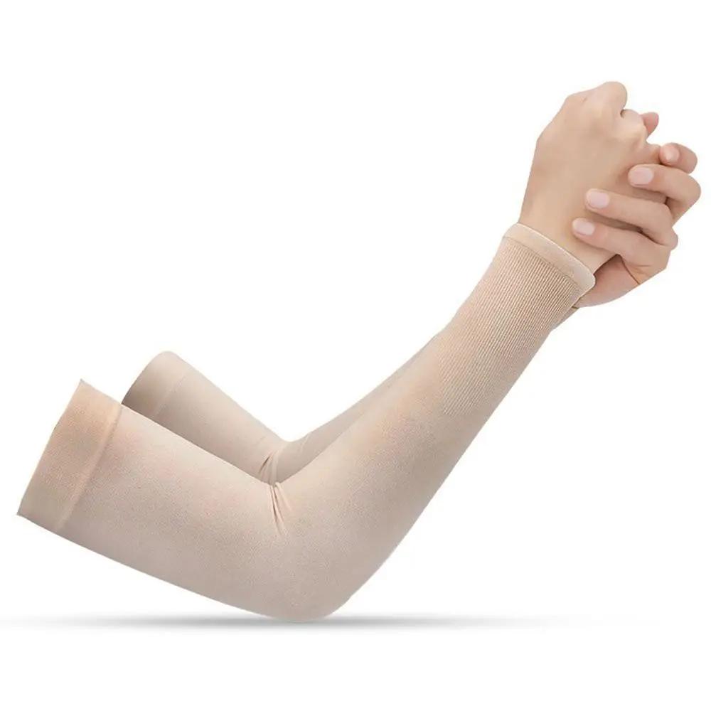 1 Pair Nylon Women Men Arm Cover Summer Cool Hand Sleeves Anti-UV Fingerless Long Sleeves Ice Silk Anti-Sunburn Arm Sleeve