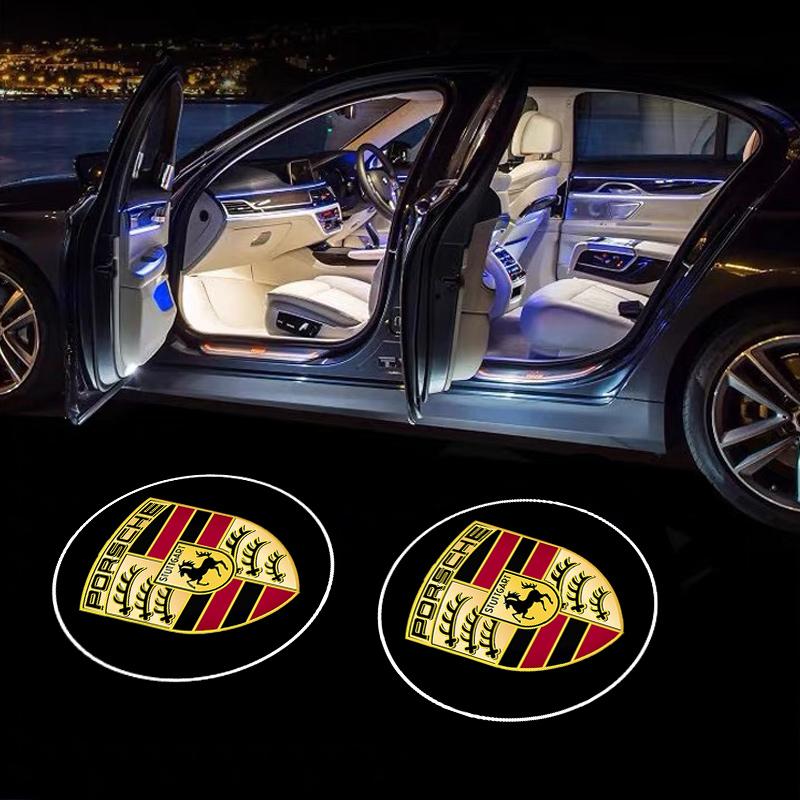 lczcr3 Fashion For Porsche Cayenne Panamera Macan 911 718 Cayman 918 Car Door Welcome Light Logo Projection Lights Auto Accessories