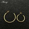 Alisouy 1 Pair Stainless Steel COOL  Color Black Gold Color Jewelry Earrings Fashion Jewelry 2mm Hollow Hoop Earrings Unisex
