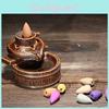Exquisite Buddhist Incense Burner With Smoke Backflow Ceramic Glaze Censer Cone Holder