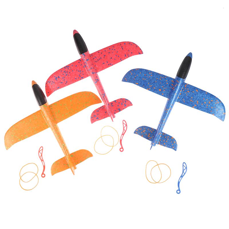 Foam Hand Throw Airplane Rubber Band Ejection Launch Glider Plane 35CM Toys