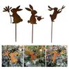 Metal Easter Bunny Garden Stakes Outdoor Easter Metal Happy Easter Bunny Yard Sign Lawn Decor Easter Yard Sign