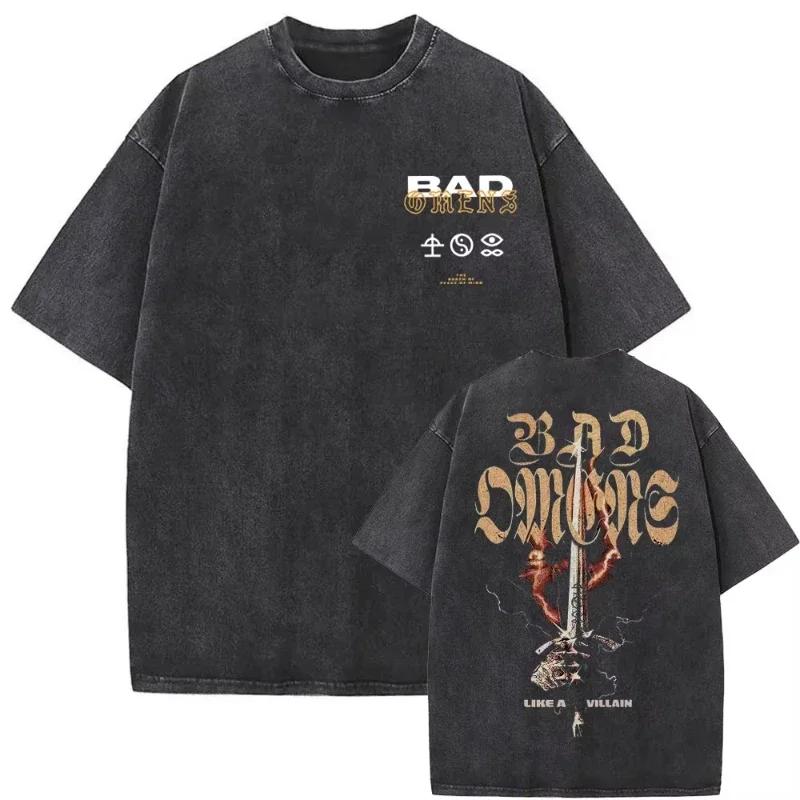 Стирка Винтажная Футболка Группы Bad Omens THE DEATH OF PEACE OF MIND Футболки Мужские Женские Оверсайз Футболка Мужская Футболка
