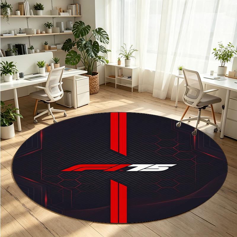 F1 Printed Round Crystal Velvet Rug Soft Non Slip Floor Carpet For Bedroom Holiday Gift