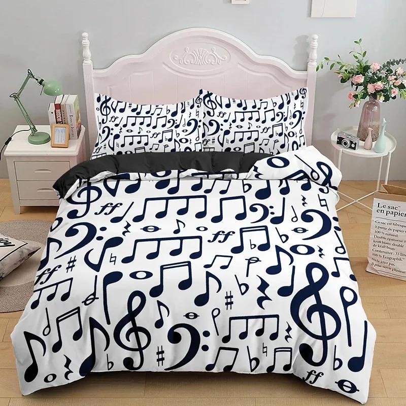 Music Notes Duvet Cover for Boys,Girls Room Decor Rock Music Themed Comforter Cover Musical Pattern Bedding Set Full Queen Size