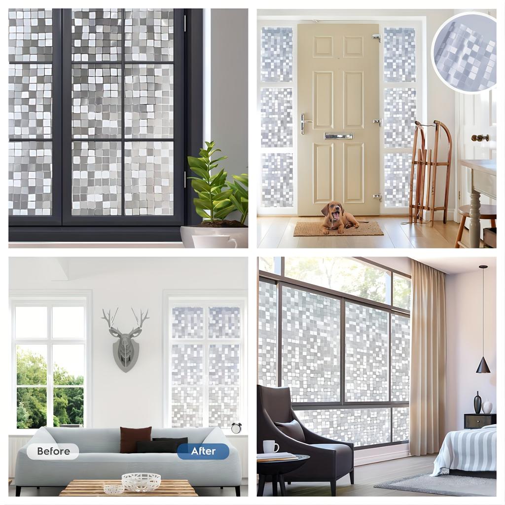Window Privacy Film Rainbow Window Clings Stained Glass Window Decals 3D Decorative Window Static Cling Window Stickers