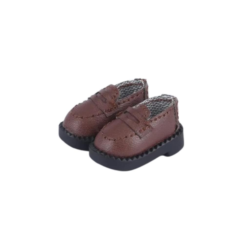 1pair Black Brown Ob11 Doll Shoes Pretend Play Dolls Uniform Shoes For Penny