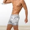 Мужские повседневные трусы-боксеры с разрезами для ног, однотонные шорты с эластичным поясом, свободные тонкие гладкие атласные домашние трусы