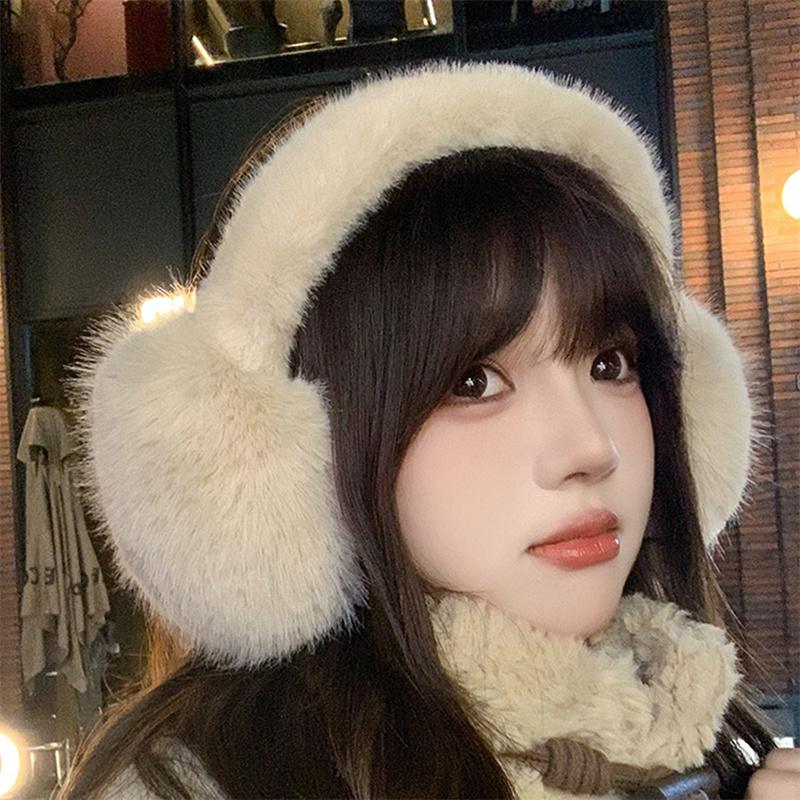 1pc Solid Color Soft Plush Ear Warmer Winter Warm Earmuffs Fashion Ear Cover Outdoor Cold Protection Ear-Muffs Folding Earflap