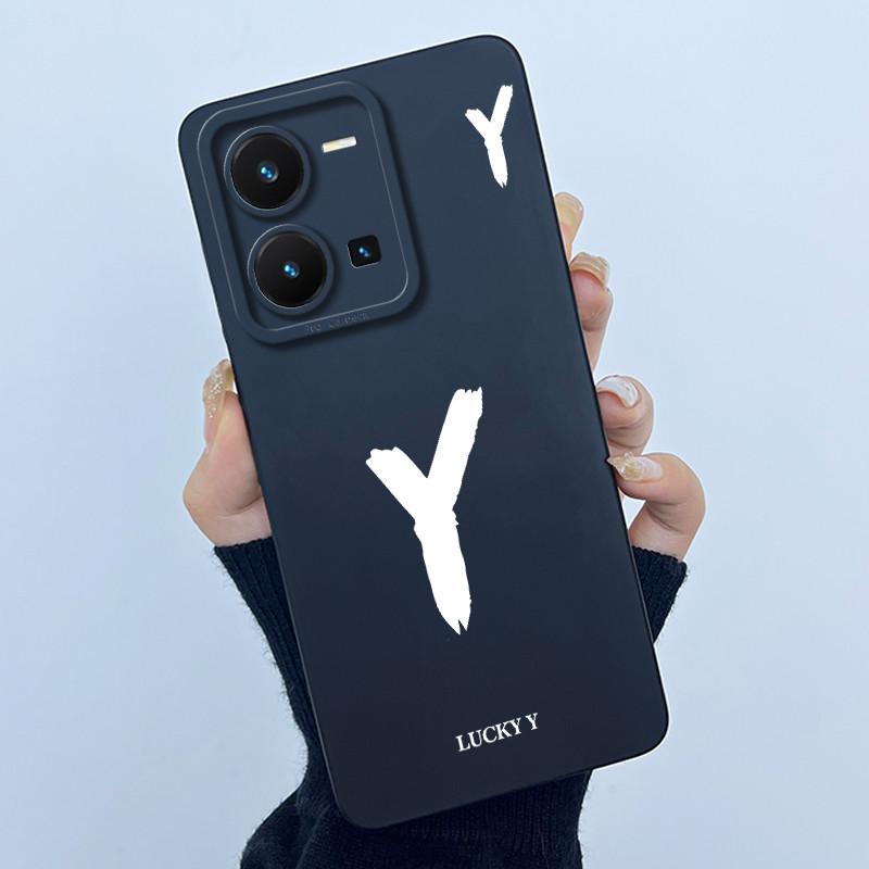Чехол для Vivo Y35 Милые начальные буквы Мягкая задняя крышка из жидкого силикона для Vivo Y 35 4G Funda Защита от падений Защитный чехол