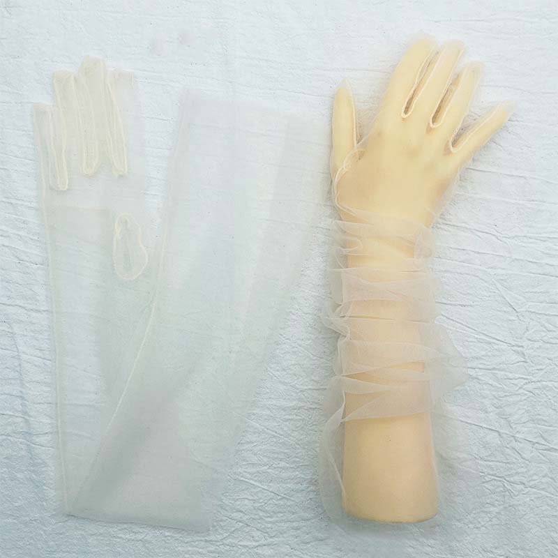 1 пара длинных прозрачных тюлевых перчаток, женские ультратонкие эластичные варежки с длинными пальцами, сетчатые свадебные перчатки невесты, аксессуары на Хэллоуин