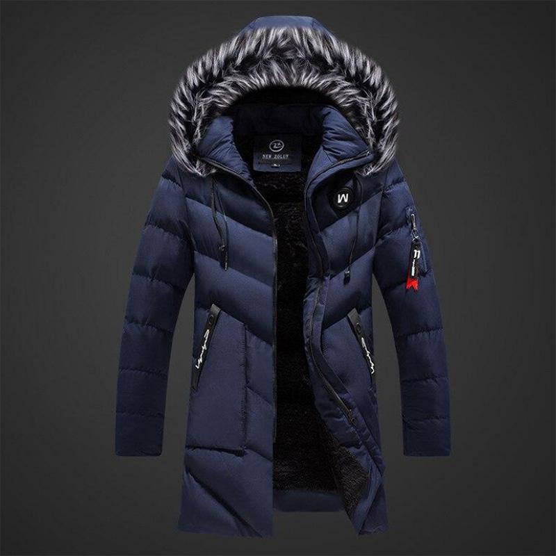 Мужская парка зимняя утепленная куртка мужская с большим искусственным меховым воротником и капюшоном флисовое пальто повседневная ветрозащитная водонепроницаемая хлопковая зимняя куртка длинная