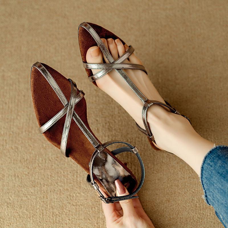 Плетеные римские сандалии с сумкой на голове, женская летняя одежда с юбками, наступать на дерьмо, острые каблуки не утомляют