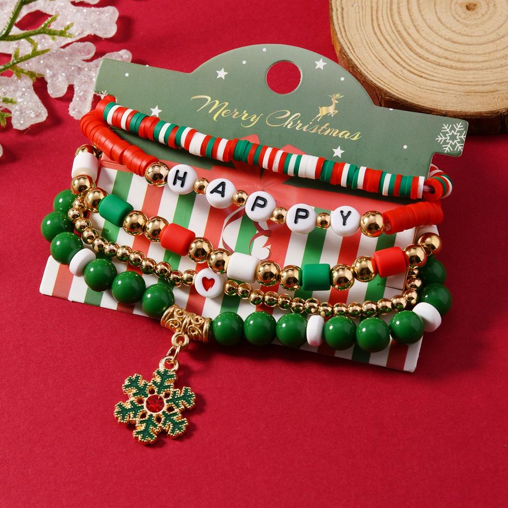 Style Soft Pottery Creative Fashion Personalized Christmas Bracelet, Niche Versatile Christmas Tree Snowflake Bracelet For Women