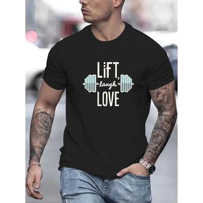 Футболка с принтом Lift Laugh Love, футболки для мужчин, повседневная футболка с коротким рукавом для лета
