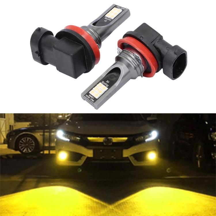 2 шт. H11/H8 DC12V-24V/12W/3000K/800LM 12LEDs SMD-3030 Автомобильные светодиодные противотуманные фары