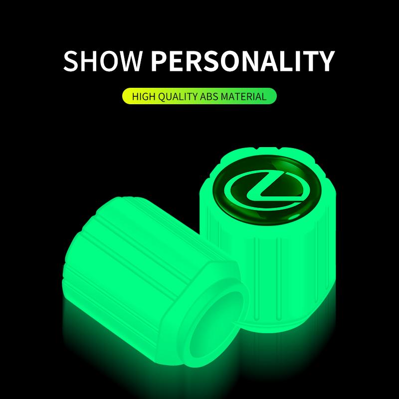 Interior Stickers 4PCS Luminous Car Tire Valve Caps Fluorescent Night Glow Decor For Lexus F-SPORT ES RX NX LS UX LM LX GX LC RZ ysbn77