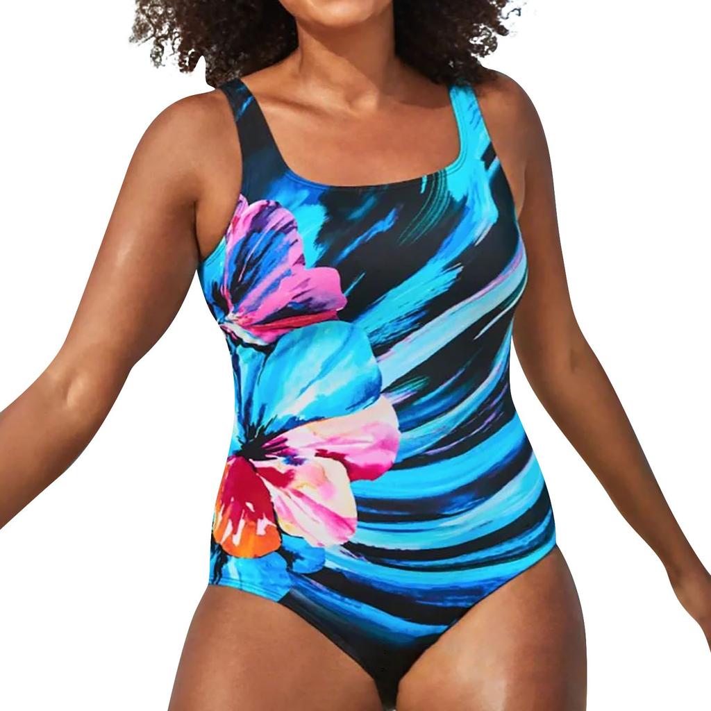 Europe And The United States Large Size One-piece Swimsuit Printed One-piece Women's Swimsuit Bikini Swimsuit