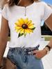 (Asian Size) Lovely Flower Style Short Sleeve T-shirts Clothing Fashion Print T Female Casual Women's Top Graphic Tee