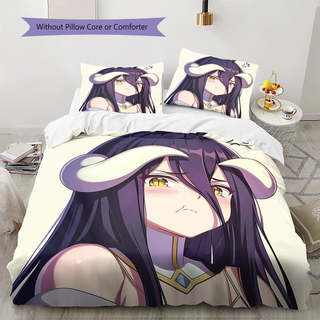 OVERLORD Pattern Bedding,Quilt Set Quilt Cover Pillowcase Home Birthday Gift (1 * duvet cover + 2 * pillowcase, without core)