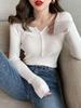 Autumn and Winter Korean Version with V-neck Long-sleeved Pullover Bottoming Sweater Slim Fit and Thin Elastic Pit Strip Knitted Sweater Top Women