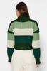 Women's Elegance Style Sweater Dark Green Crop Soft Textured Knitwear Sweater