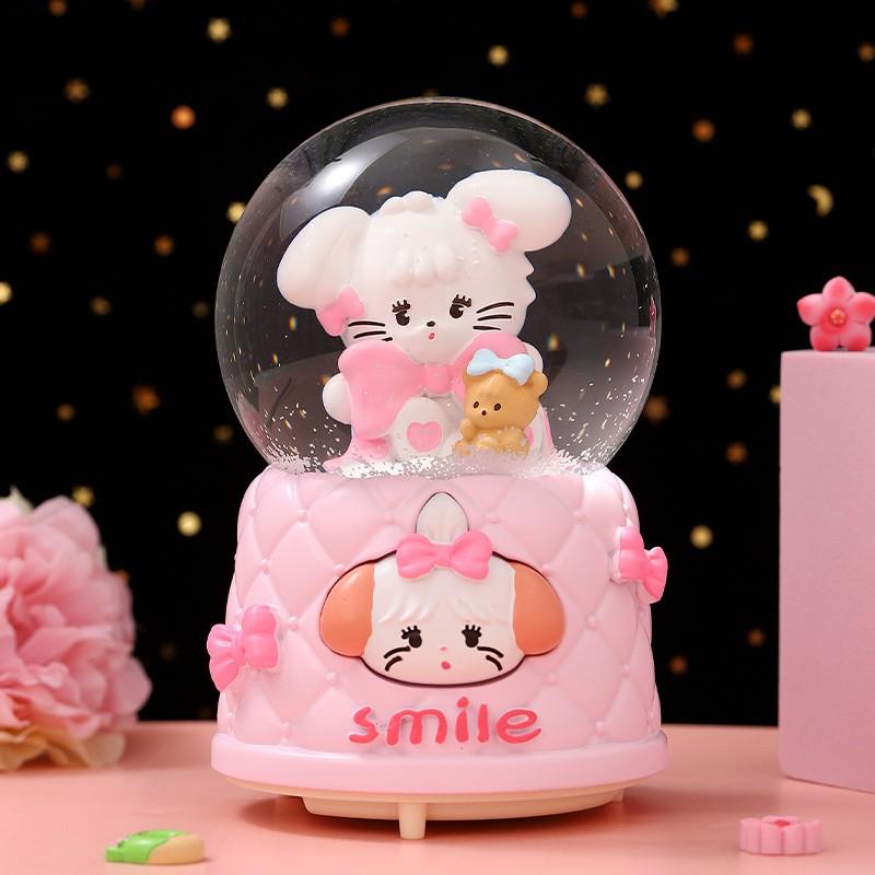 Rotating Carousel Music Box With Snow Globe Effect Kids Birthday Gift Decorative Resin Musical Toy