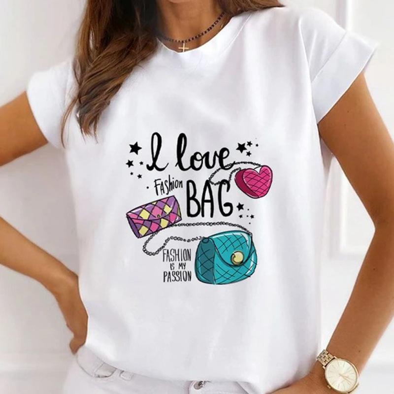 Summer Plus Size Women's Top with Letter Print Retro Pure Cotton Short Sleeved T-Shirts Women’s
