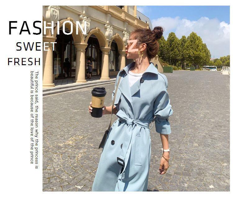 Women's Mid-Length Korean-Style Loose Trench Coat - British Design, Spring & Autumn 2025 Trend