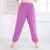 Unisex Bloomers Mid-rise Elastic Waist Casual Loose Leg Pants Solid Color Sporty