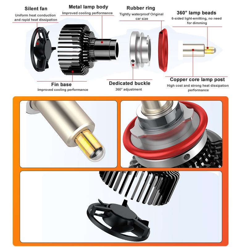 Светодиодная лампа для автомобильной фары 360° Супер яркий прожектор Высокая мощность 70 Вт H1 H4 H7 Быстрый старт Автомобильные противотуманные фары
