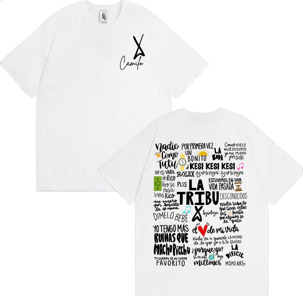 Summer Singer Camilo La Tribu Album Letter Printed Tshirt Mens Fashion Retro Gothic Tshirt High Quality 100 Cotton Tshirt