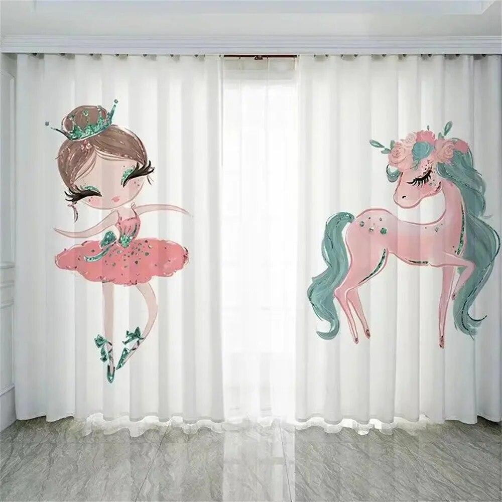 Розовый мультфильм танцующая принцесса Лебедь балетные оконные шторы для гостиной детская спальня ванная комната кухонная дверь домашний декор