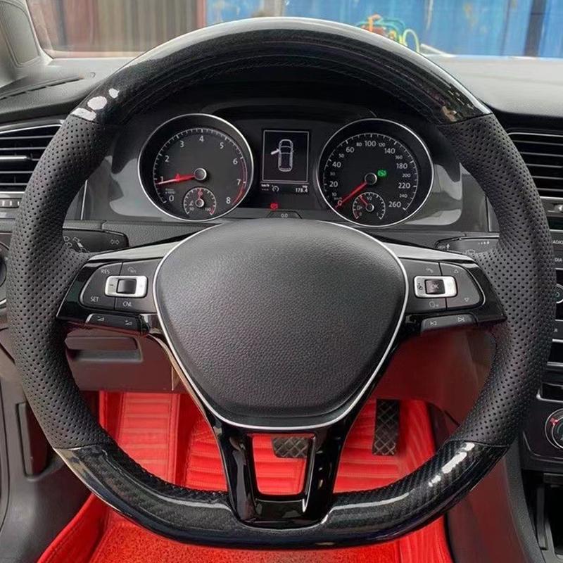 Suede Carbon Fiber Hand Sewing Car Steering Wheel Cover For Volkswagen VW Golf 5 Mk5 VW Passat B6 Jetta 5 Mk5 Tiguan 2007-2011