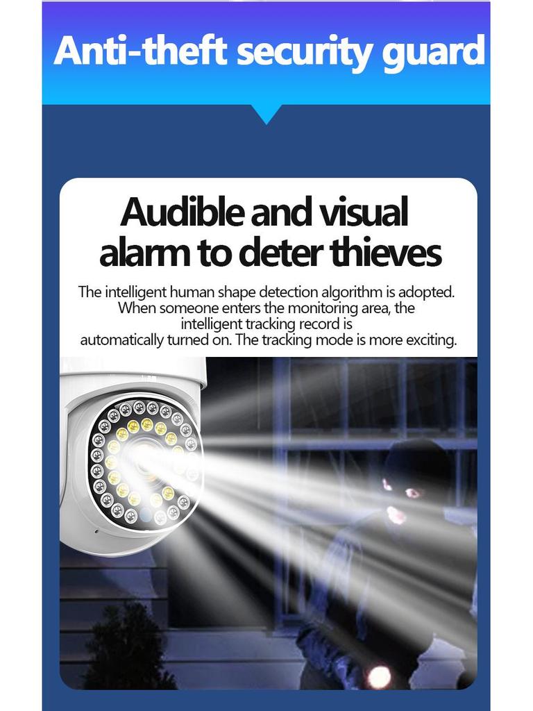 HD Беспроводная WiFi Умная Камера Наблюдения: Вращение на 360°, Ночное видение, Для помещений/улицы, Полноцветный панорамный вид