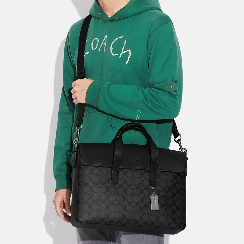 New COACH Sullivan Cow Leather Briefcase Handbag Shoulder Bag Crossbody Bag Large Size Men's Black C9873-QBMI5