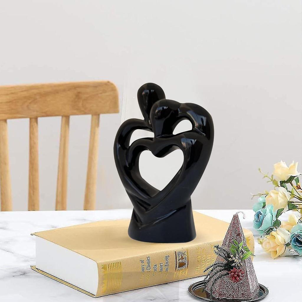 Passionate Romantic Couple Ceramic Statue for Home Decor (Pack of 1, Black)