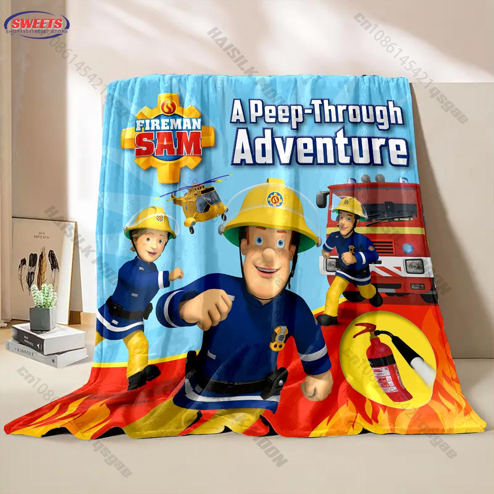 Cartoon Animation Theme Blanket Fireman S-Sam Print Blanket Home Travel Blanket Sofa Bedding Cover Blankets Gift for Boys Girls