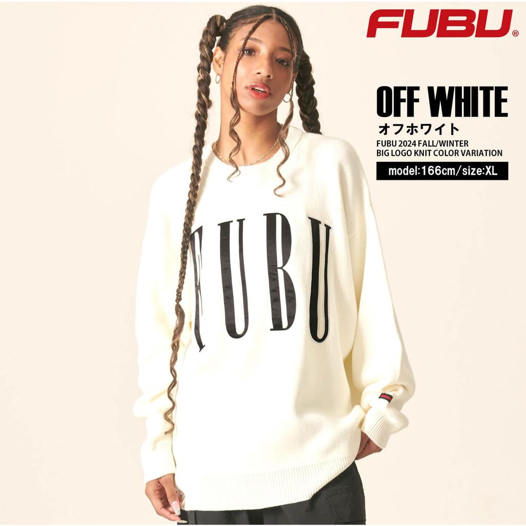 FUBU Вязаный Лонгслив для Мужчин и Бренд Большой Американский Оверсайз fam-42710 Молочно-Белый Свитер, Пуловер, Женский, Название, Логотип, Повседневный,
