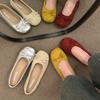 Retro Ballet Flat Bottom Red Light Mouth Single Shoes Women's New Suede Gentle Soft Sole Doudou Shoes One Pedal Ladyshoes